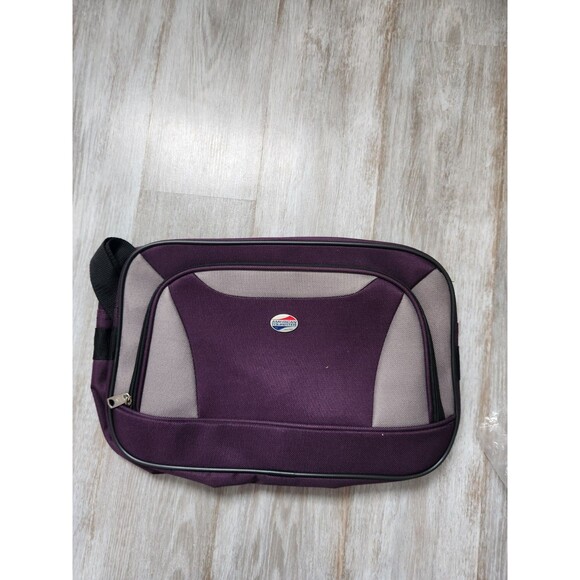 American Tourister Other - NWOT American Tourister Purple Gray Canvas Overnight Carry-on Bag 15x10x5"